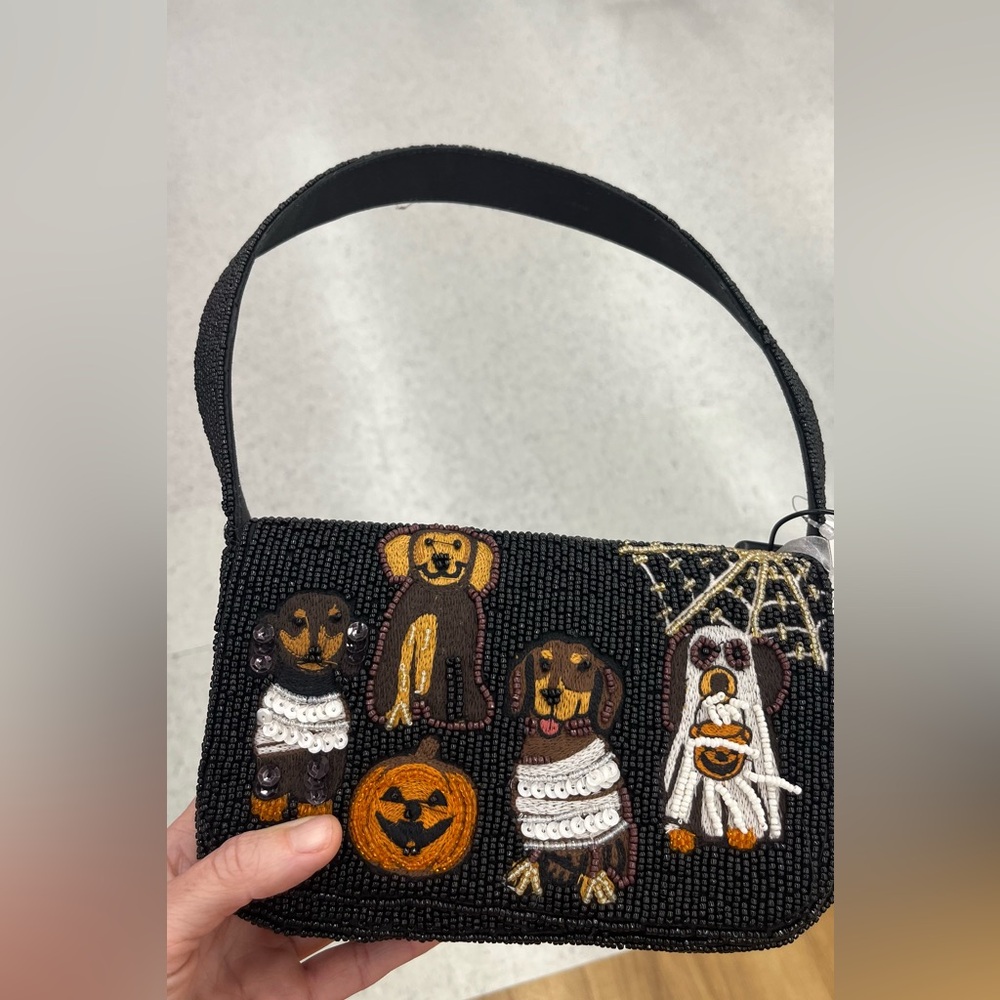 Brand new beaded Halloween dog purse